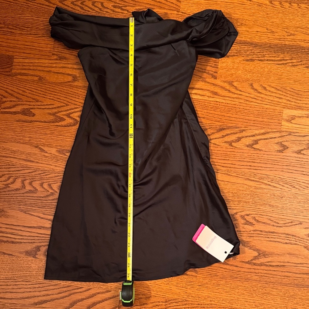 Beginning Boutique Black Satin Mini Dress